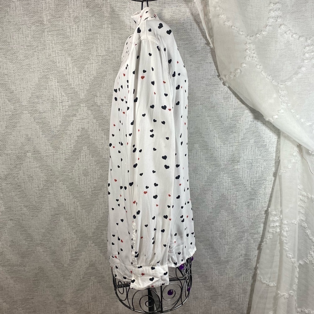 Rails Rosci Black And Red Heart Print Collared Bu… - image 7